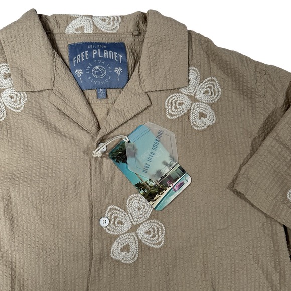 Free Planet Other - Free Planet Shirt Men's Medium Color Is Oxford Tan Seersucker NEW W/Tags
